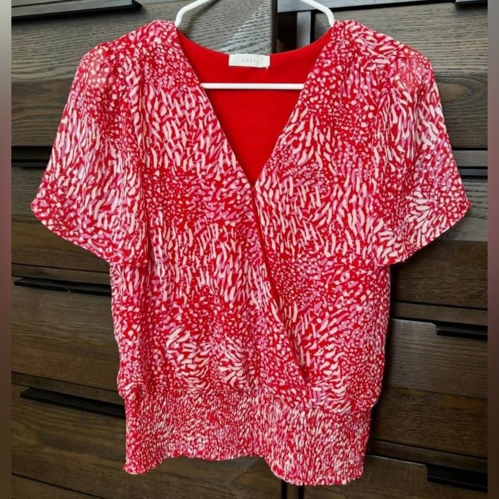 Stylish Red Patterned Women's Top